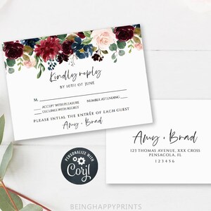 Marsala Wedding Invitation Set Printable Wedding Invitation - Etsy