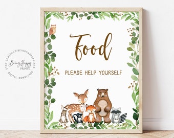 Food Sign Printable Enjoy Some Food Sign Food Table Sign Woodland Baby Shower Sign Food Station Birthday Sign Help Yourself Food Sign uj197