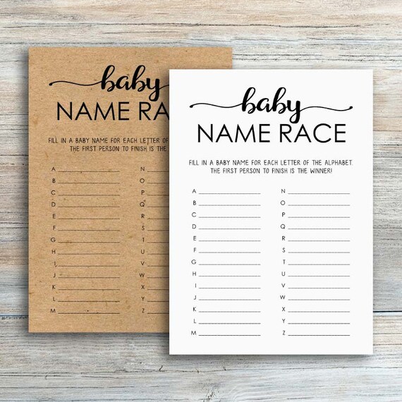 Baby Name Race Game Printable Baby Shower Games Alphabet | Etsy