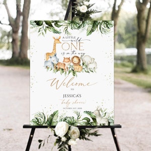 Safari Baby Shower Welcome Sign, Safari Baby Shower Sign Template, Gender Neutral Baby Shower, Editable Baby Shower Sign, Jungle Safari Sign
