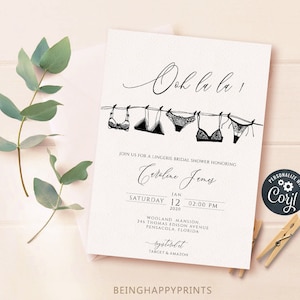Blush Lingerie Shower Invitation, Bachelorette Party Invite (Editable Template) image 1