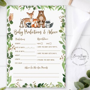 Predicciones y consejos para bebés Juego de baby shower, Tarjeta de consejos, Descarga instantánea de baby shower rústico, Juegos de baby shower en el bosque imprimibles, uj263