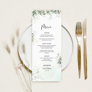 Wedding Menu Template, Greenery wedding Menu Template, Minimalist Wedding Menu, Modern Wedding Menu, Printable Wedding Menu,Instant Download