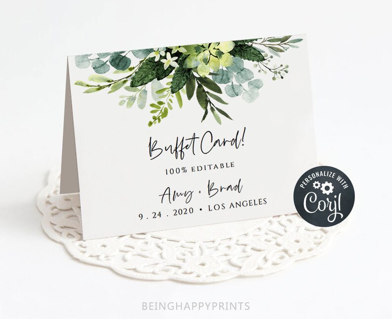 Buffet Card Template Wedding Buffet Food Label Boho Floral Etsy