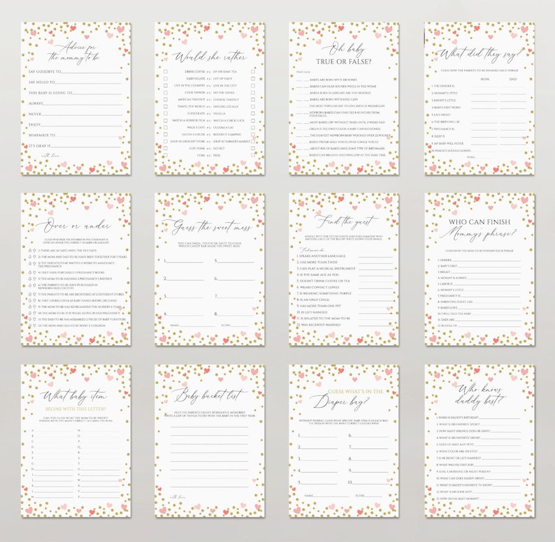 Girl Baby Shower Games Printable Editable Baby Shower Game - Etsy