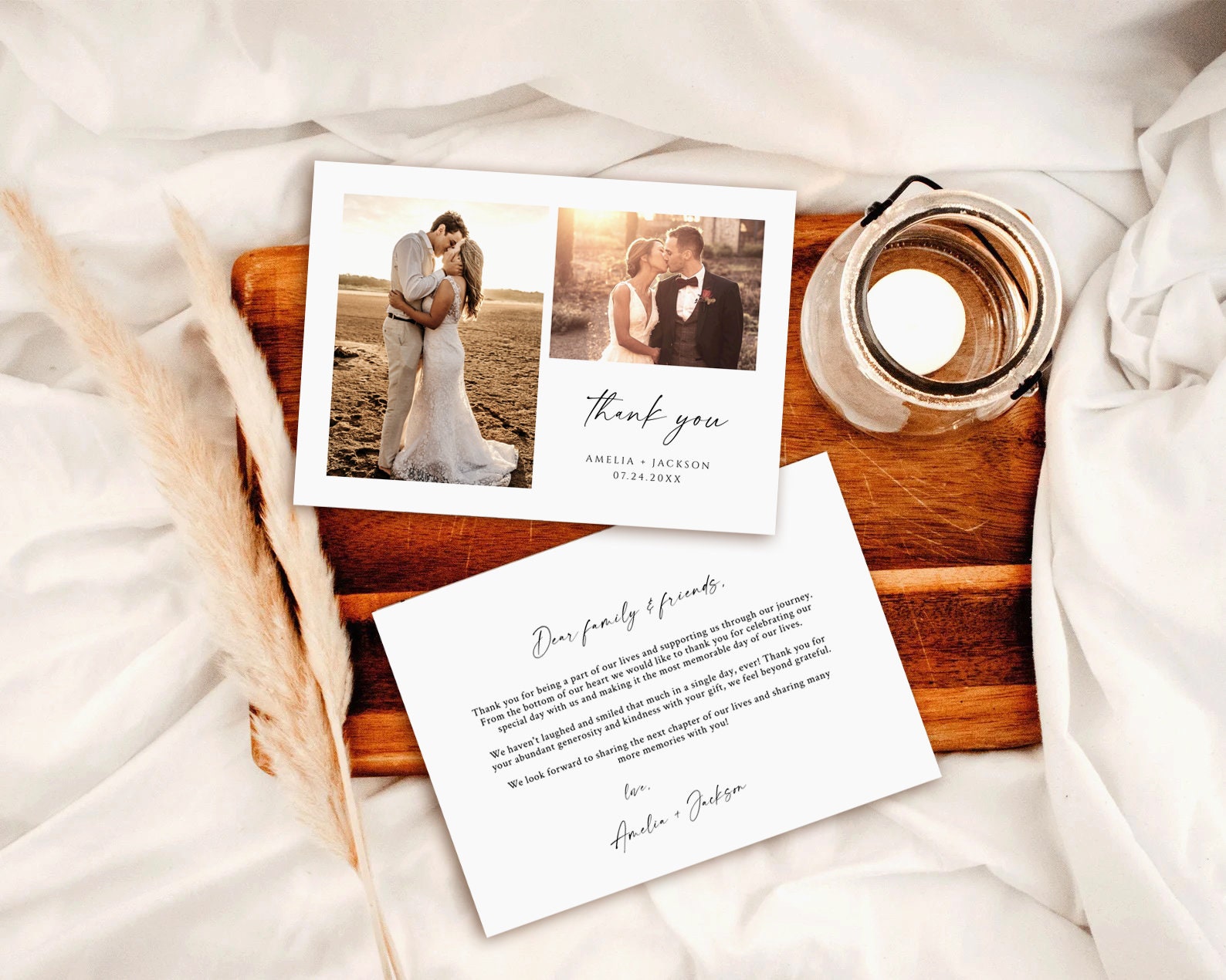 Photo Thank You Card Editable Template Minimalist Wedding - Etsy