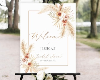Boho Floral Bridal Shower Welcome Sign Template (Digital Download)