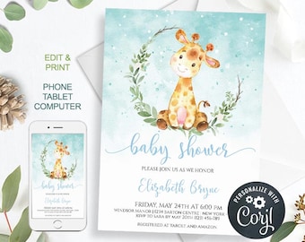 Invitación al baby shower, invitación al baby shower JUNGLE, invitación al baby shower Safari, baby shower para niños, baby shower, invitación, plantilla byh10