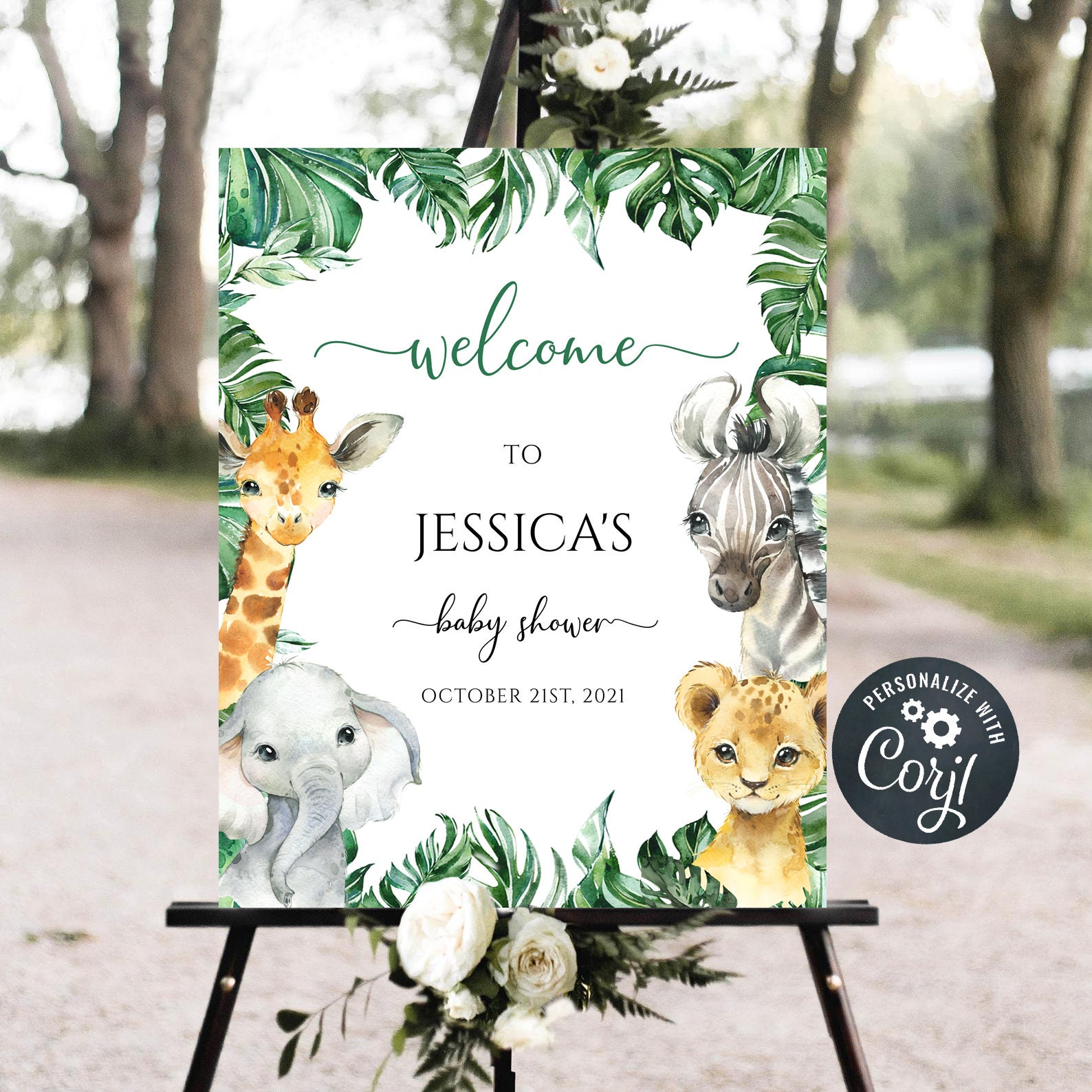 safari baby shower welcome sign