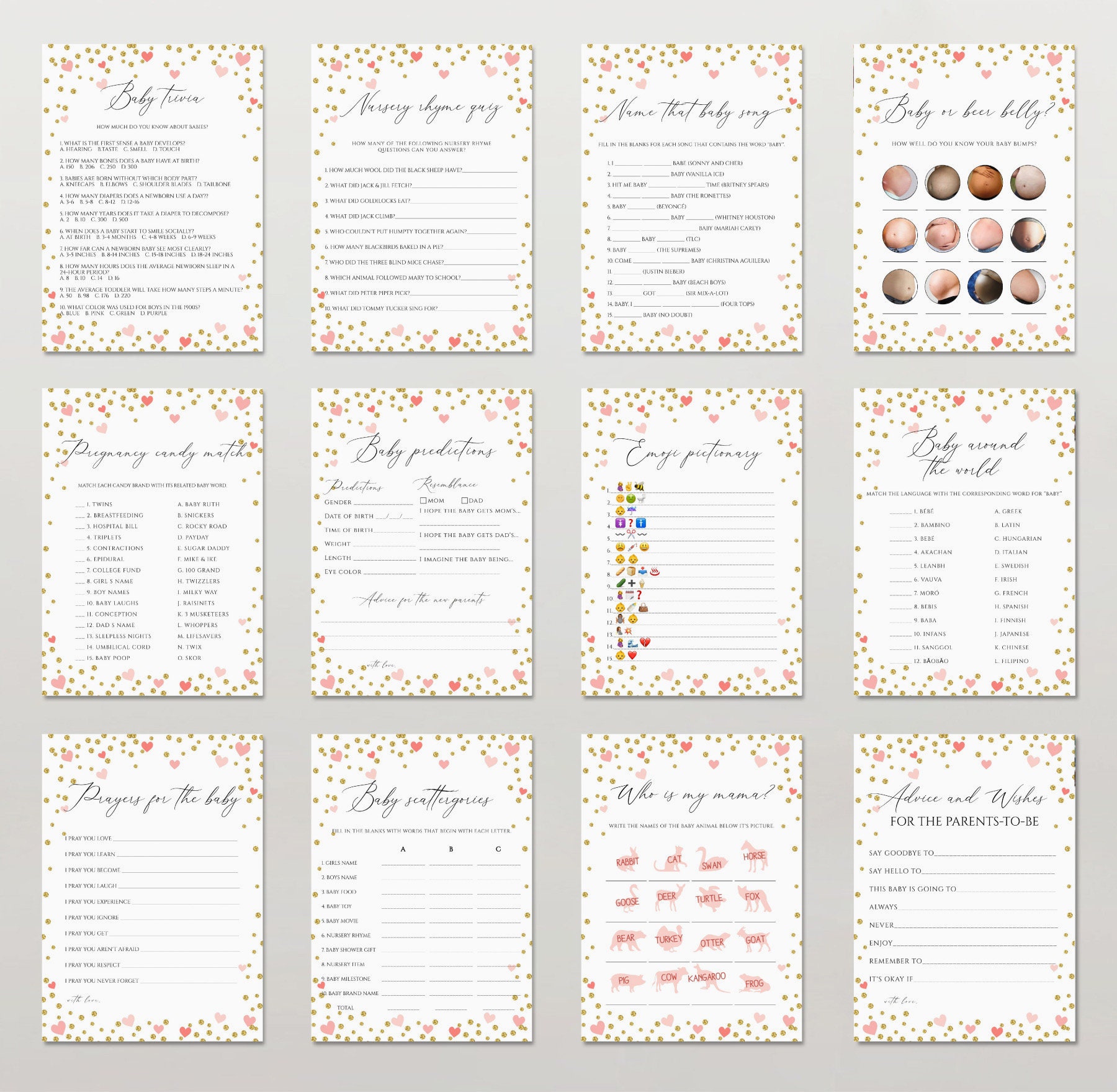 Girl Baby Shower Games Printable Editable Baby Shower Game - Etsy