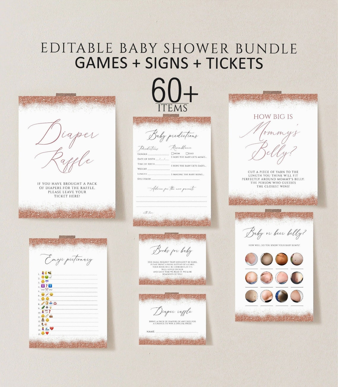 Editable Baby Shower Games Printable Baby Shower Games | Etsy