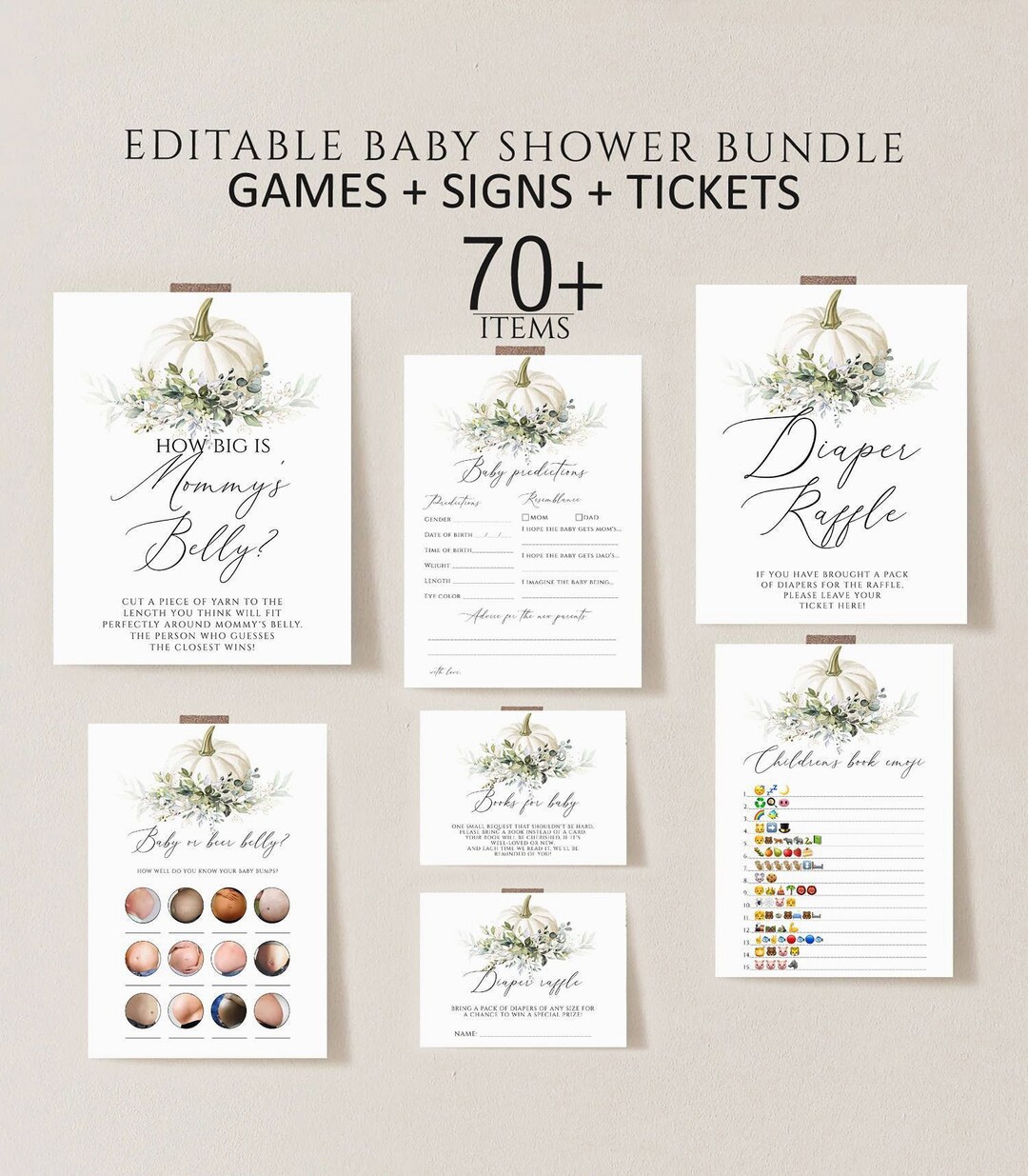Fall Baby Shower Games Template, Pumpkin Baby Shower Games Bundle ...