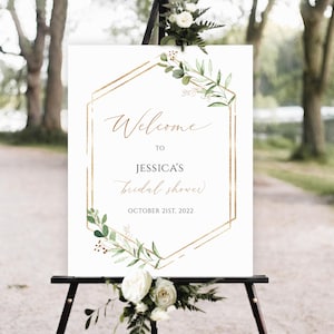 Bridal Shower Welcome Sign Template, Greenery Geometric bridal shower welcome sign, Boho Bridal Shower, Bohemian Bridal Shower Welcome Sign