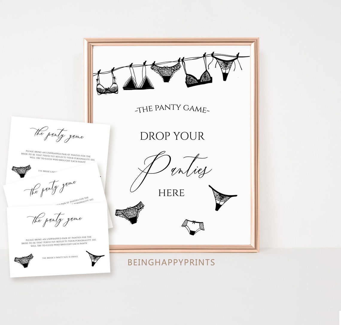 Panty Game Card Insert Bridal Shower Game Bachelorette Panty Etsy Israel