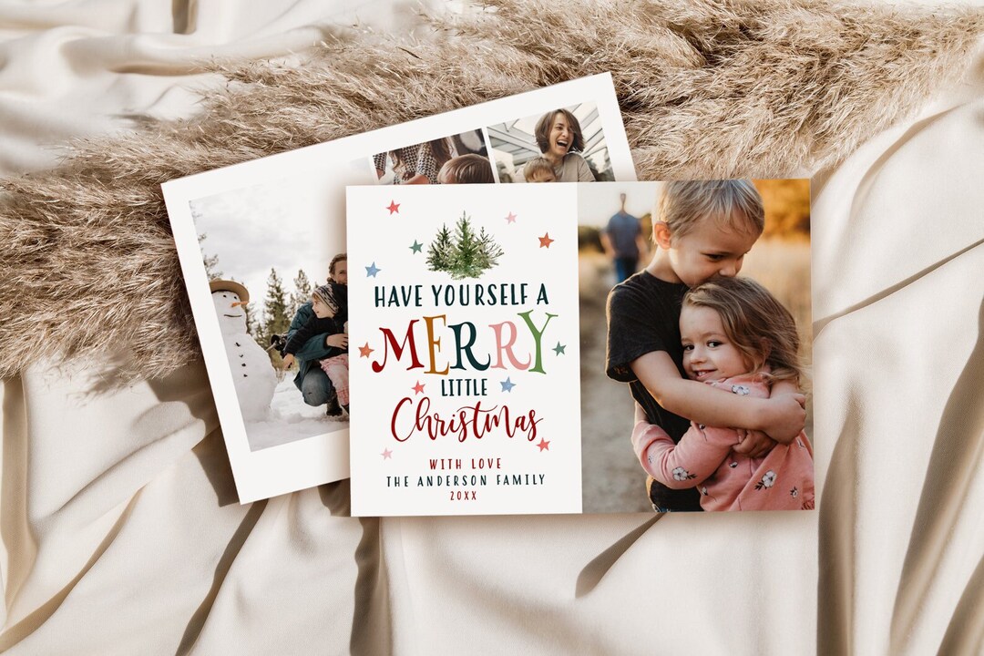 Christmas Photo Card Template Photo Holiday Card Merry Etsy New Zealand