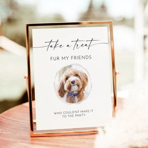 Wedding Favor Sign Template, Dog Treat Wedding Favors Sign, Pet Treat Favor Sign, Biscuit Bar Sign, take a treat fur pet, Editable Template,