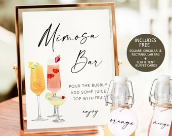 Minimalist Mimosa Bar Sign, Juice Tag Template (Digital Download)