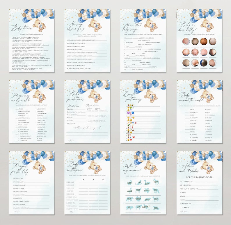 Boy Baby Shower Games Printable Editable Baby Shower Games - Etsy