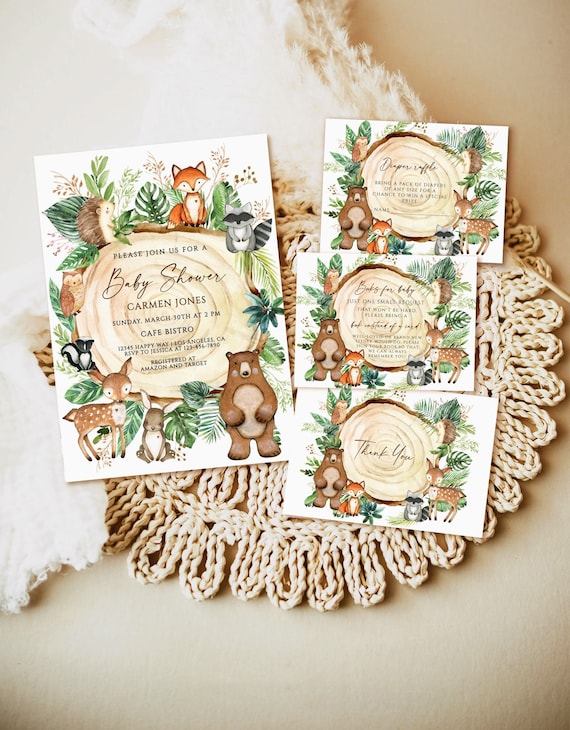 Woodland Baby Shower Invitation Template Printable Baby - Etsy