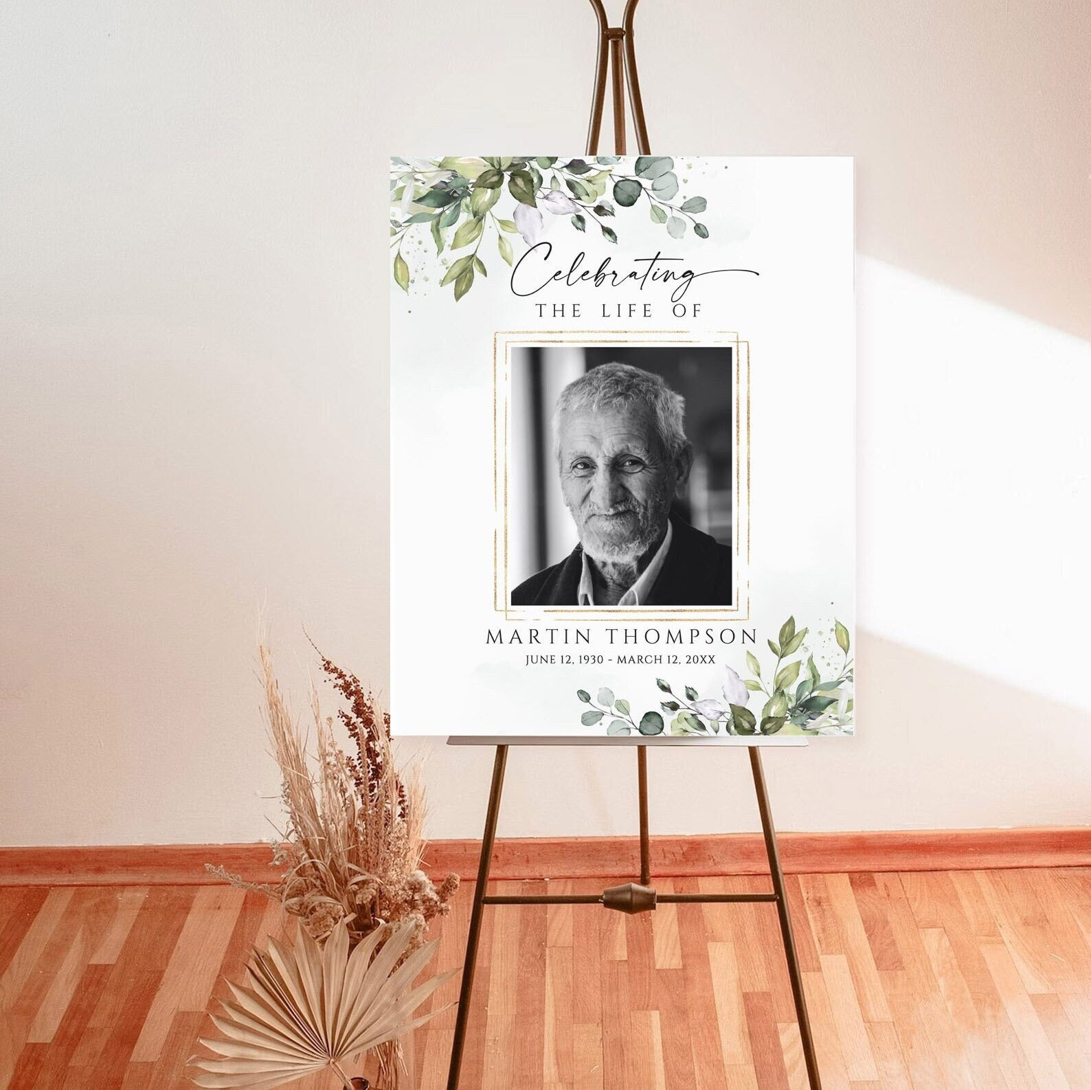 Funeral Memorial Sign, Celebration of Life, In Loving Memory Sign, Funeral Welcome Sign, Memorial Sign, Editable Template printable sign