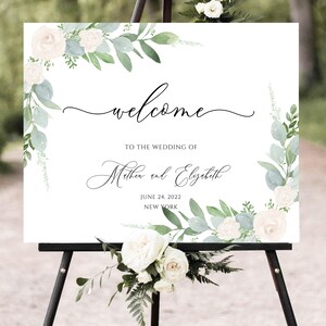 Wedding Welcome Sign, Printable Script Welcome Poster Template, Calligraphy Welcome Sign, Instant Download, Edit with corjl, welcome, yv947