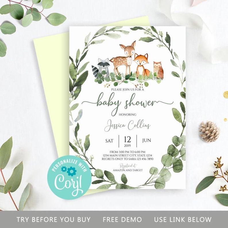 Baby Shower Invitation Woodland Baby Shower Invitation Etsy
