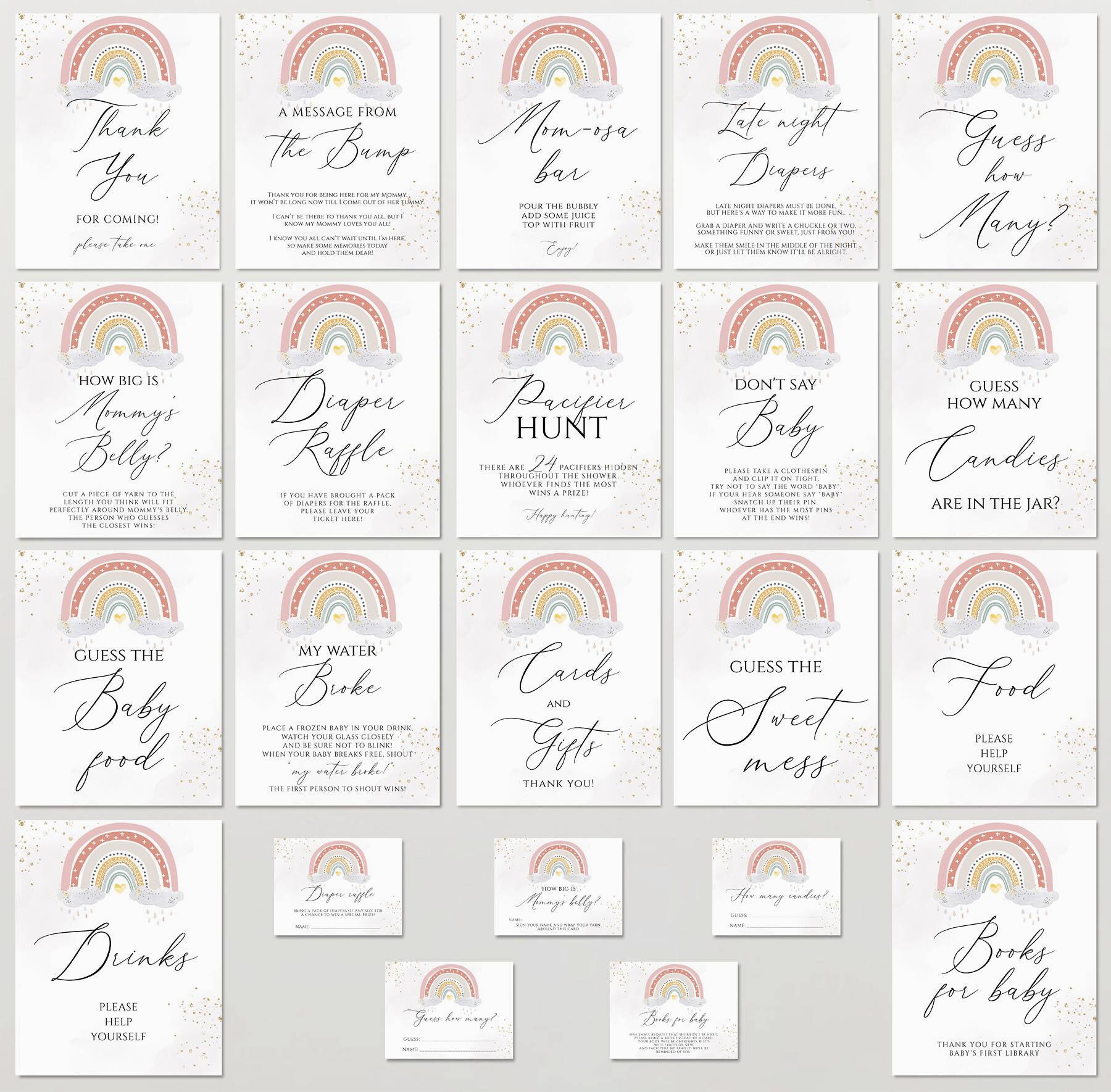 Boho Rainbow Baby Shower Game Bundle, Rainbow Baby Shower, Editable ...