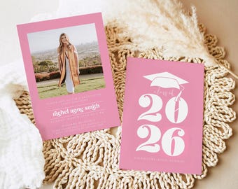 Personalized Graduation Party Invitation, Class of 2026, Photo Graduation Announcement