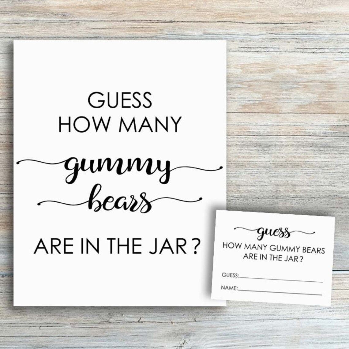 Guess How Many Gummy Bears Are in the Jar Game Sign Rustic Etsy
