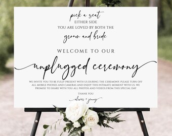 Unplugged Ceremony Sign Template, Wedding Unplugged Sign, No Pictures Wedding Sign, Instant Download, unplugged ceremony sign, uj70