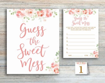 Guess the Sweet Mess Baby Shower Game, Floral Design (Digital Download)