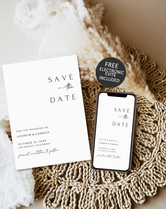Save the Date, Printable Save the Date Wedding template, Save the date card, electronic save the date evite, Instant download self editable