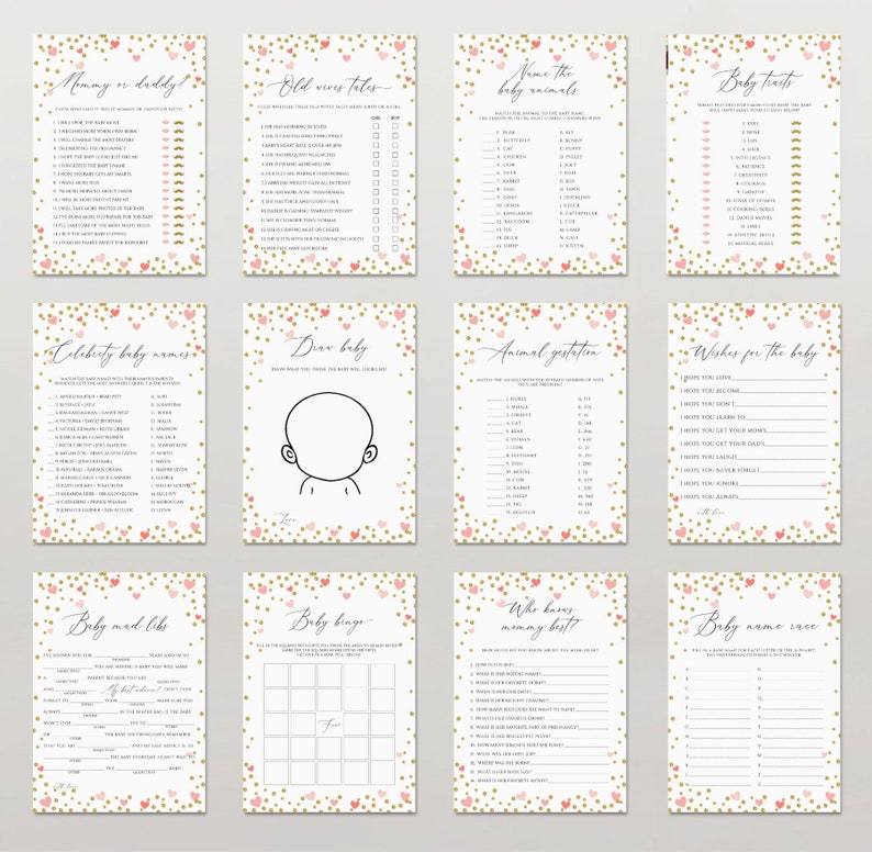 Girl Baby Shower Games Printable Editable Baby Shower Game | Etsy