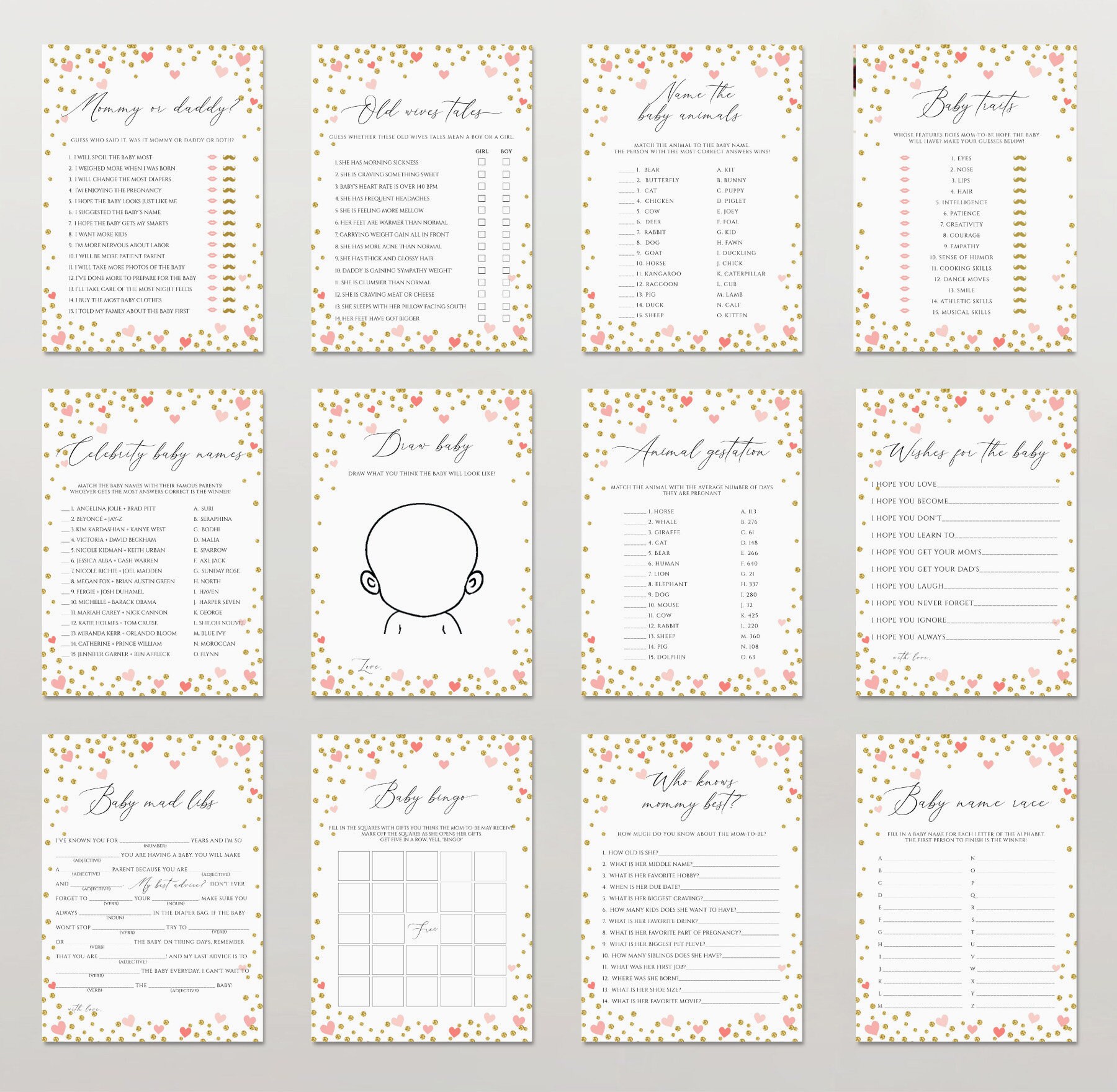 Girl Baby Shower Games Printable Editable Baby Shower Game - Etsy
