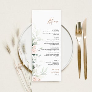 Hochzeit Menü Vorlage, Minimalistisches Hochzeitsmenü, Modernes Hochzeitsmenü, Druckbares Hochzeitsmenü, Grünes Menü Vorlage, Sofort Download