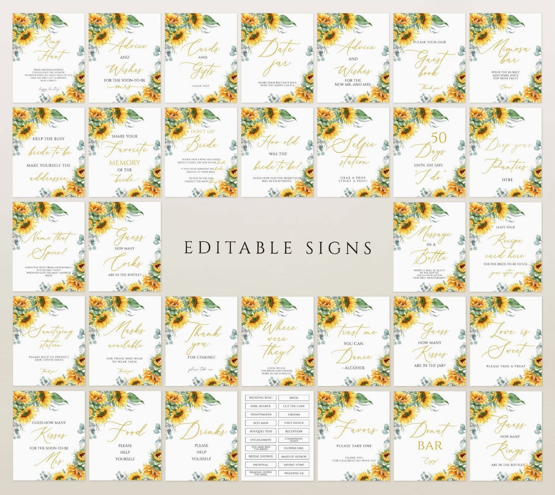 Sunflower Bridal Shower Games Printable Bridal Shower Games - Etsy