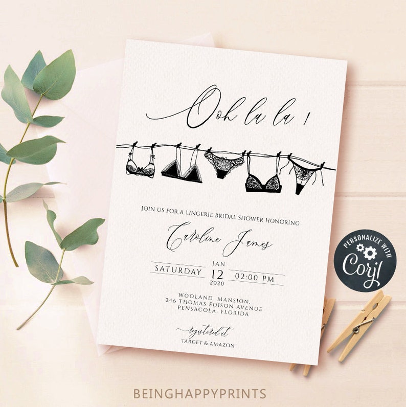 Blush Lingerie Shower Invitation, Bachelorette Party Invite (Editable Template) image 2