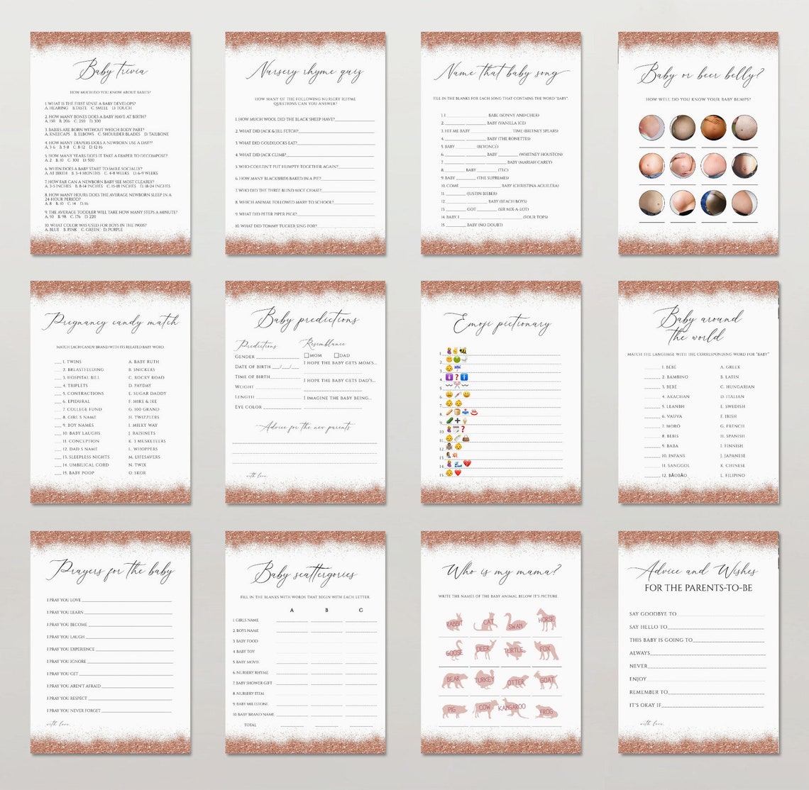 Editable Baby Shower Games Printable Baby Shower Games | Etsy