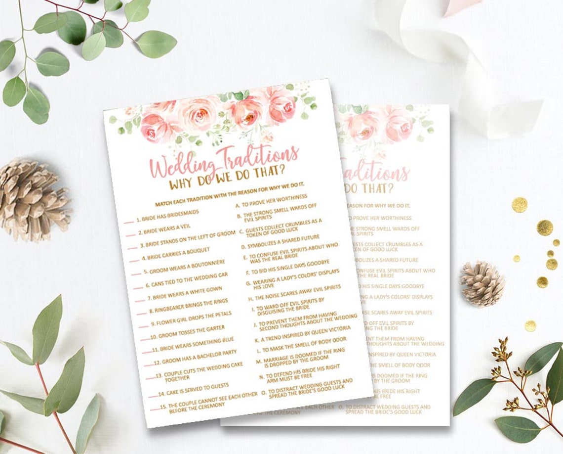 Wedding Traditions Bridal Shower Games Printable Floral Etsy