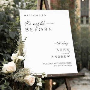 The Night Before Welcome Sign, Modern Wedding Rehearsal Dinner Welcome Sign, Minimalist Rehearsal Dinner Welcome Sign, Editable Template