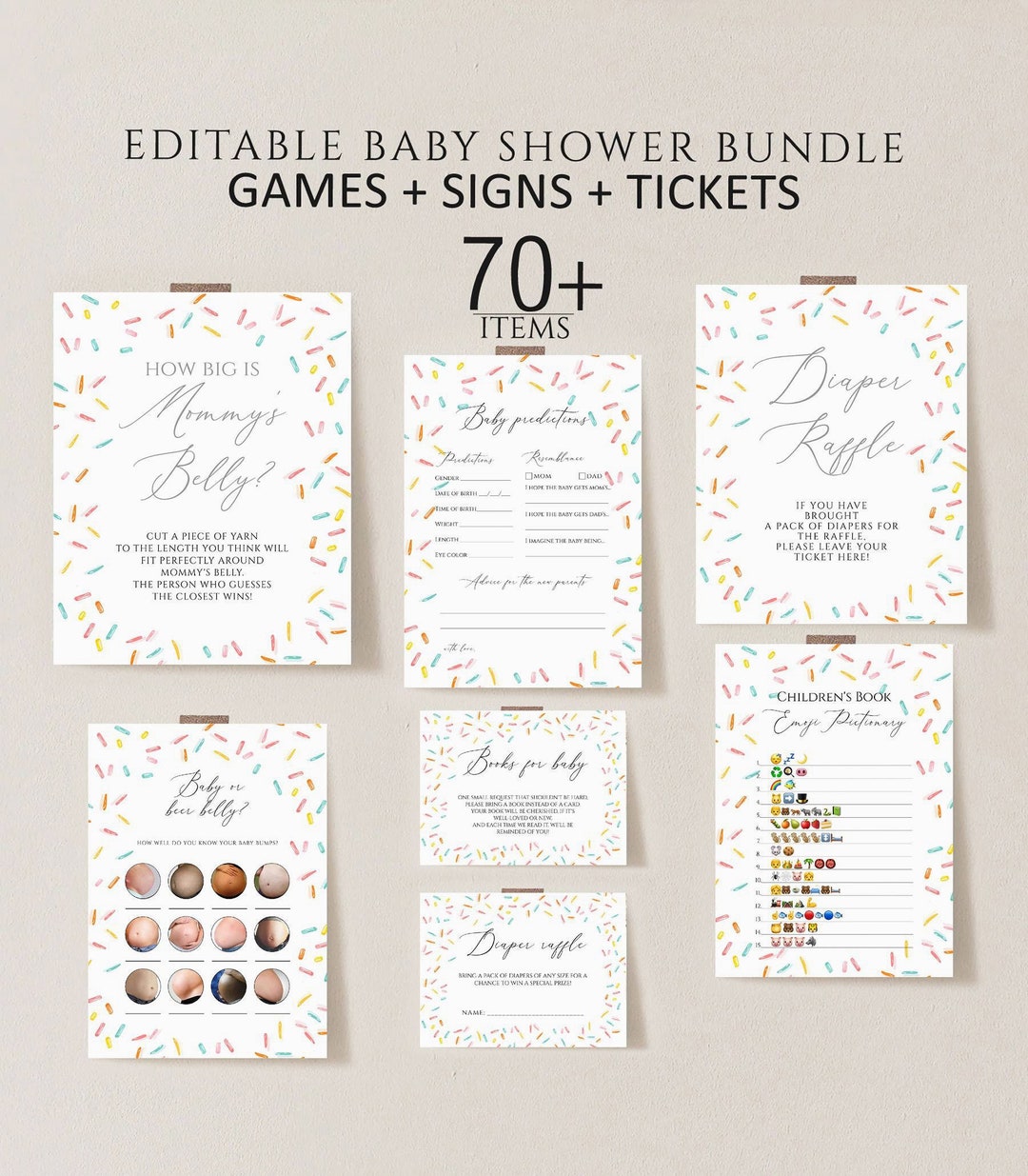 Sprinkle Baby Shower Games, Editable Baby Shower Games, Printable Sprinkle Baby Shower Games, A