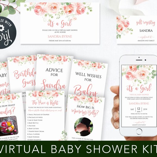 Floral Baby Shower by Mail Virtual Baby Shower Electronic Etsy