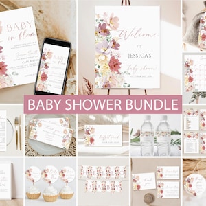 Baby in Bloom Baby Shower Invitation Bundle, Baby in Bloom Baby Shower Bundle, Spring Baby Shower Invite, Wildflower Baby Shower Signs 2