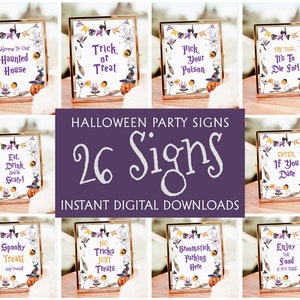 Halloween Party Sign Template, Halloween Party Decor, Halloween birthday signs, Halloween Signs, Halloween Party printable, Trick or Treat 7