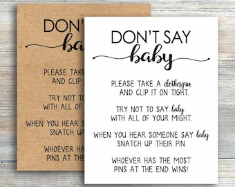 Rustic Dont say baby game printable, dont say baby sign, don't say baby shower game Rustic baby shower games printable kraft paper byh143