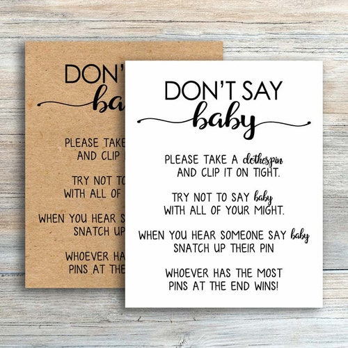 Rustic Dont Say Baby Game Printable Dont Say Baby Sign - Etsy