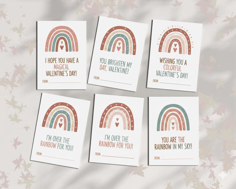 Printable Rainbow Valentine's Day Cards, Valentines Day Gift Tags ...