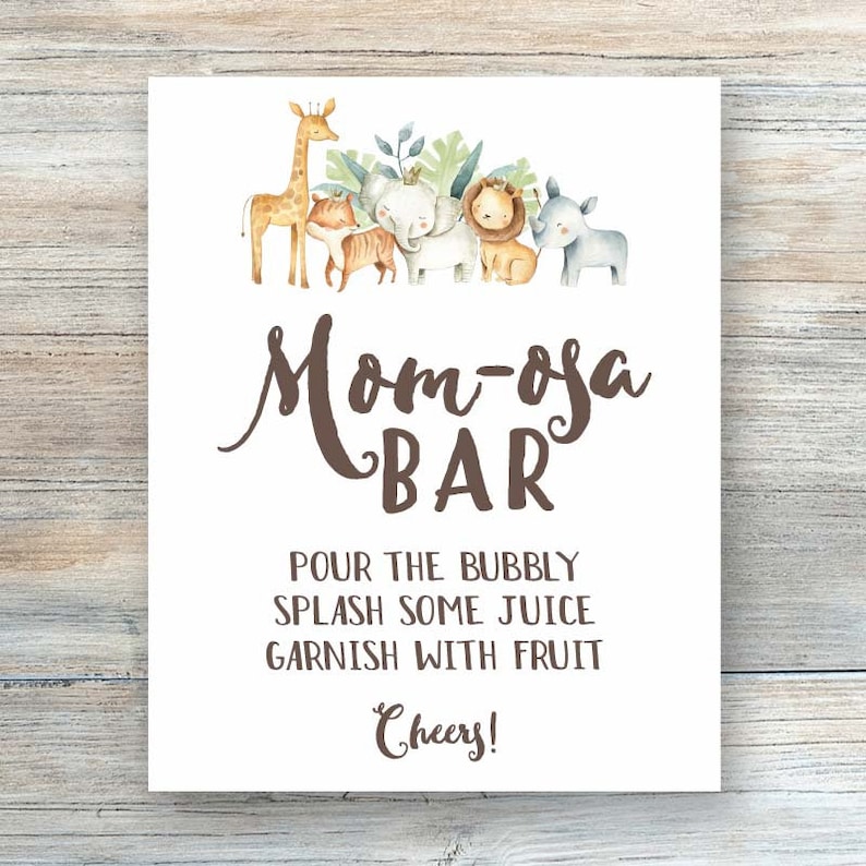 Safari Mimosa Bar Sign Printable Mimosa Bar Sign Baby Shower Etsy