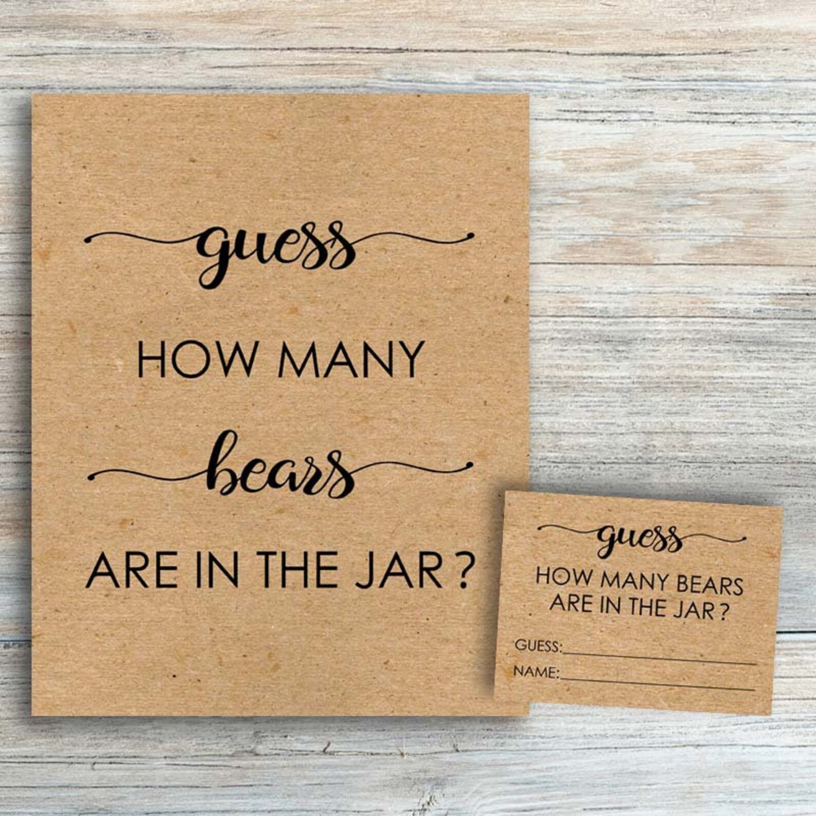 Guess how many bears are in the jar sign card gender neutral etsy uk