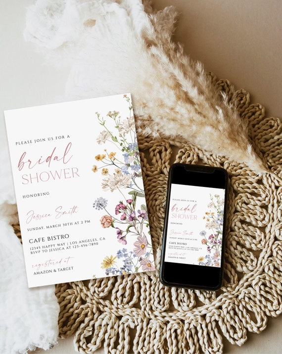 Wildflower Bridal Shower Invitation Template, Love in Bloom Invite
